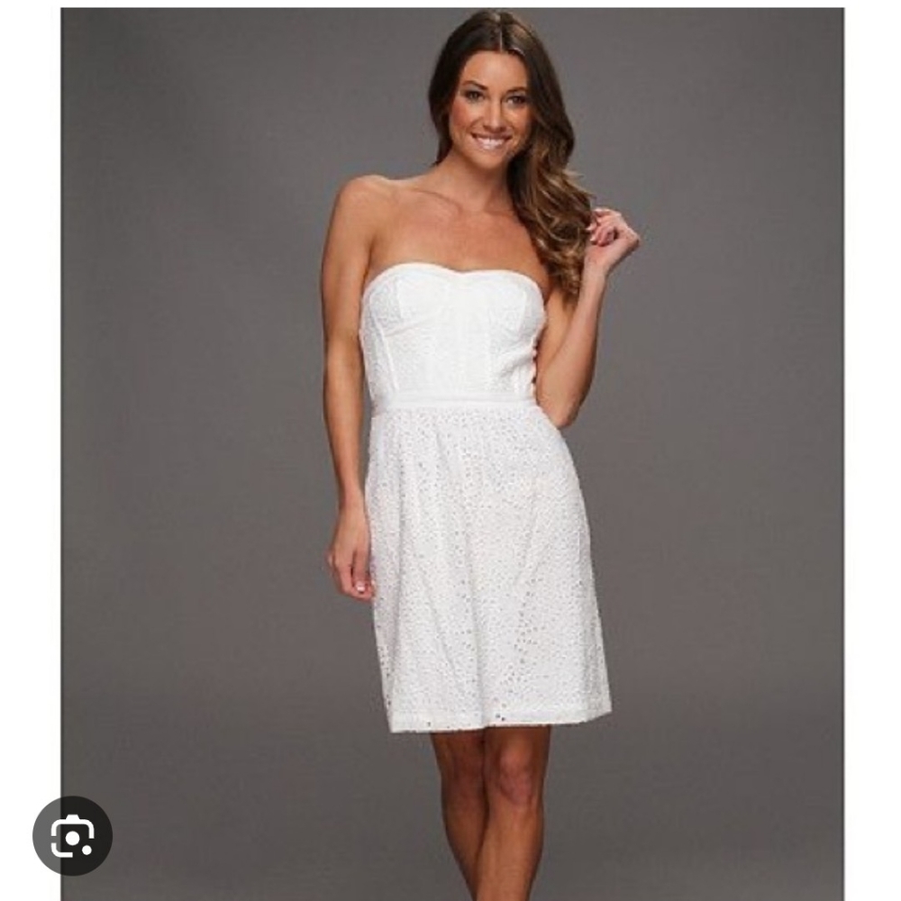 COPY - Rebecca Taylor strapless silk eyelet dress